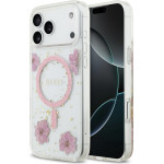 Guess Case Resin Flowers Glitter Magsafe For Iphone 17 Pro Max Pink - (GUHMP17XRBFGFGMP)