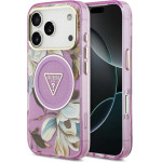 Guess Case Iml Glitter Flowers Triangle Magsafe For Iphone 17 Pro Purple - (GUHMP17LHFLPEDU)