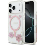Guess Case Resin Flowers Glitter Magsafe For Iphone 17 Pro Pink - (GUHMP17LRBFGFGMP)