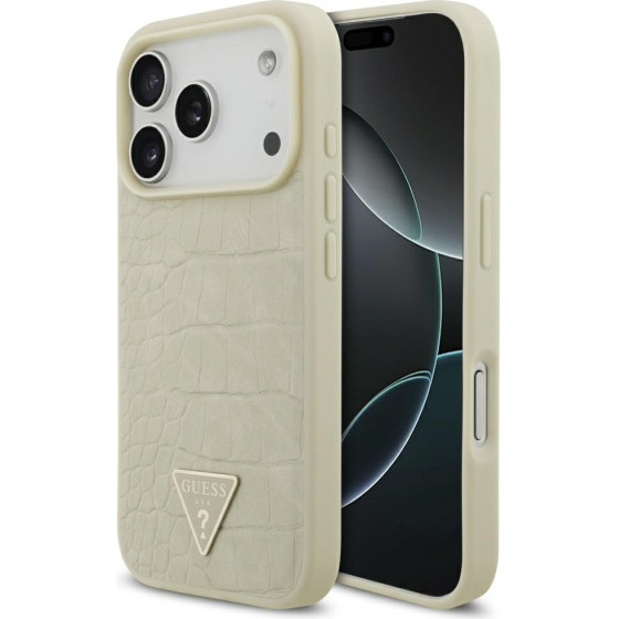 Guess Croco Triangle Logo Magsafe Case For Iphone 17 Pro Gold - (GUHMP17LPCRTHCD)