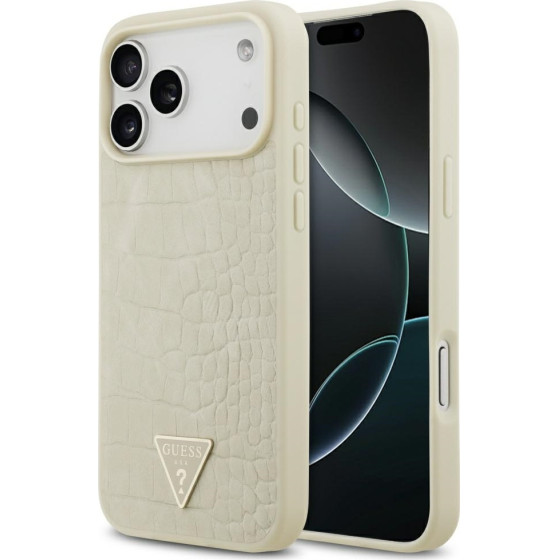 Guess Croco Triangle Logo Magsafe Case For Iphone 17 Pro Max Gold - (GUHMP17XPCRTHCD)