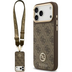 Guess Etui 4G Strass Logo & Big Strap Metal Buttons Magsafe Do Iphone 17 Pro Max Brazowy - (GUHMP17XP4G4DCSW)