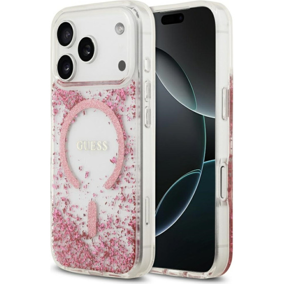 Guess Etui Resin Bottom Glitter Magsafe Do Iphone 17 Pro Rozowy - (GUHMP17LRGRGEP)
