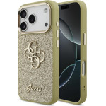 Guess Fixed Glitter Big 4G Metal Frame Case For Iphone 17 Pro Gold - (GUHCP17LHG4SGCD)