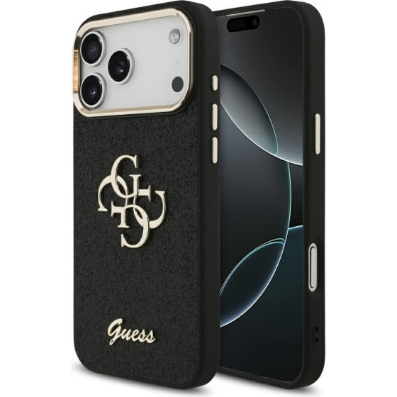 Guess Fixed Glitter Big 4G Metal Frame Case For Iphone 17 Pro Max Black - (GUHCP17XHG4SGCK)