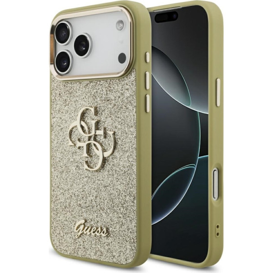 Guess Fixed Glitter Big 4G Metal Frame Case For Iphone 17 Pro Max Gold - (GUHCP17XHG4SGCD)