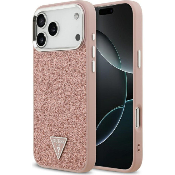 Guess Glitter Triangle Logo Magsafe Case For Iphone 17 Pro Max Pink - (GUHMP17XPFGTSCMP)