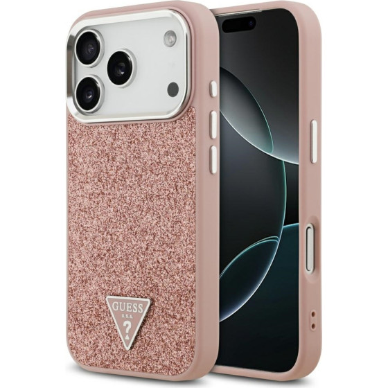 Guess Glitter Triangle Logo Magsafe Case For Iphone 17 Pro Pink - (GUHMP17LPFGTSCMP)
