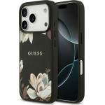 Guess Grained Flowers Classic Logo Magsafe Case For Iphone 17 Pro Black - (GUHMP17LPGNMPLMK)