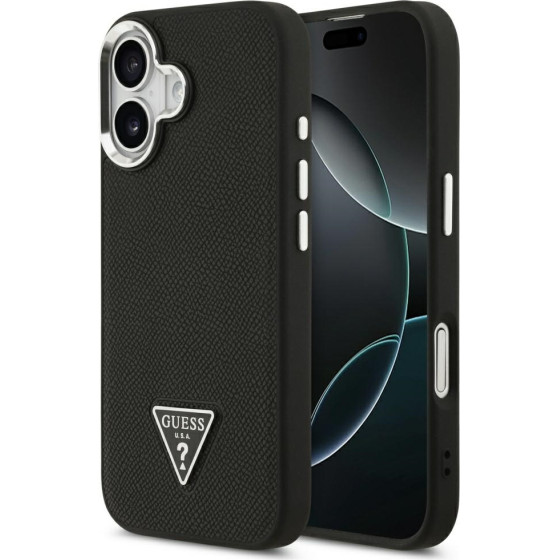 Guess Grained Triangle Logo Magsafe Case For Iphone 17 Black - (GUHMP17SPGTSPSK)