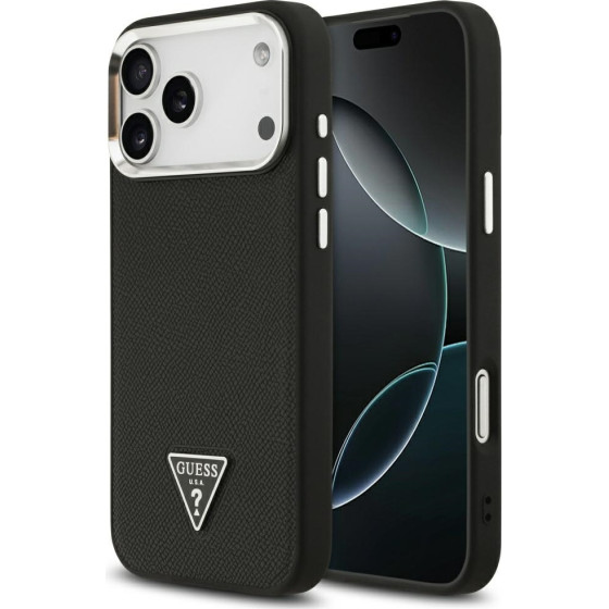Guess Grained Triangle Logo Magsafe Case For Iphone 17 Pro Max Black - (GUHMP17XPGTSPSK)
