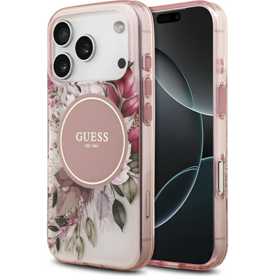 Guess Iml Flower & Tonal Circle Magsafe Case For Iphone 17 Pro Max Pink - (GUHMP17XHFWBDCEP)