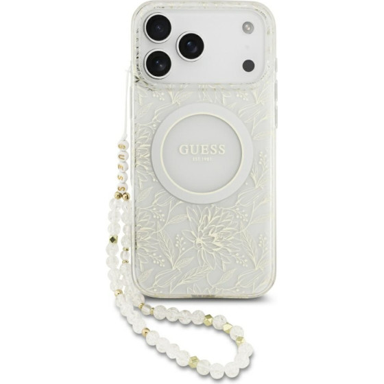 Guess Iml Flowers Electro Pearl Strap Magsafe Case For Iphone 17 Pro Max White - (GUHMP17XHCPOFPH)