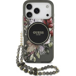 Guess Iml Flowers Pearl Strap Magsafe Case For Iphone 17 Pro Black - (GUHMP17LHFWBRCESK)