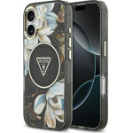Guess Iml Glitter Flowers Triangle Magsafe Case For Iphone 17 Black - (GUHMP17SHFLPEDK)