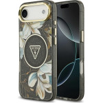 Guess Iml Glitter Flowers Triangle Magsafe Case For Iphone Air Black - (GUHMP17MHFLPEDK)