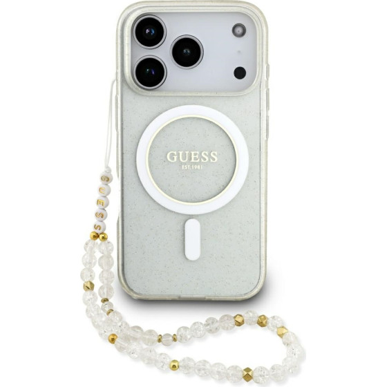 Guess Iml Glitter Pearl Strap Magsafe Case For Iphone 17 Pro Max Clear - (GUHMP17XHGCRELST)