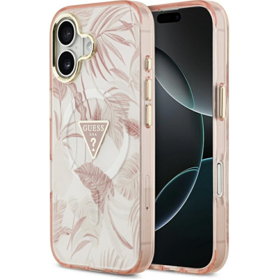 Guess Jungle Tonal Triangle Magsafe Case For Iphone 17 Pink - (GUHMP17SHMILVTGP)