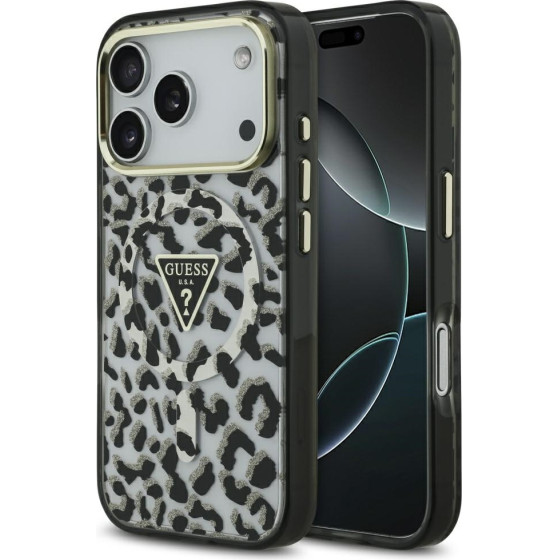 Guess Leopard Glitter Magsafe Case For Iphone 17 Pro Max Black - (GUHMP17XHLEGTGLK)