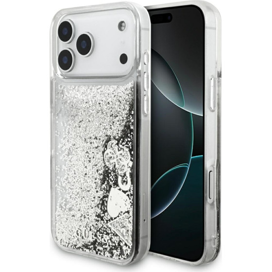 Guess Liq. Glitter Charms Case For Iphone 17 Pro Max Silver - (GUHCP17XGLHFLSI)