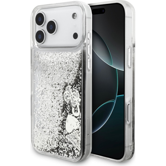 Guess Liq. Glitter Charms Case For Iphone 17 Pro Silver - (GUHCP17LGLHFLSI)