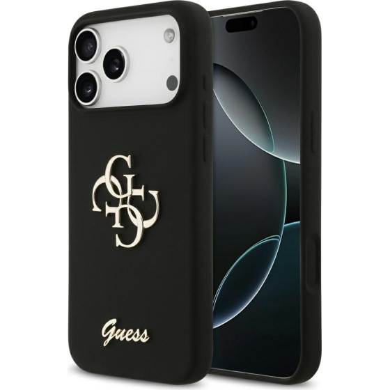 Guess Silicone Big 4G Script Case For Iphone 17 Pro Max Black - (GUHCP17XSC4GSMK)