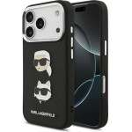 Karl Lagerfeld Fw Grained Karl & Choupette Heads Pins & Logo Case For Iphone 17 Pro Black - (KLHCP17LPSFDHPOK)