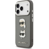 Karl Lagerfeld Fw Grained Karl & Choupette Heads Pins & Logo Case For Iphone 17 Pro Gray - (KLHCP17LPSFDHPOG)
