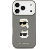 Karl Lagerfeld Fw Grained Karl & Choupette Heads Pins & Logo Case For Iphone 17 Pro Gray - (KLHCP17LPSFDHPOG)