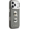 Karl Lagerfeld Fw Grained Karl & Choupette Heads Pins & Logo Case For Iphone 17 Pro Gray - (KLHCP17LPSFDHPOG)