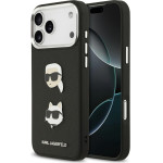 Karl Lagerfeld Fw Grained Karl & Choupette Heads Pins & Logo Case For Iphone 17 Pro Max Black - (KLHCP17XPSFDHPOK)