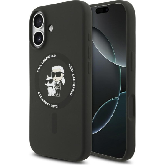 Karl Lagerfeld Silicone Karl&Choupette Ring Magsafe Case For Iphone 17 Black - (KLHMP17SSCMKCRHK)