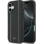 MERCEDES Leather Star Pattern Stripes Magsafe Case For Iphone 17 Black - (MEHMP17S25RPSLKH)