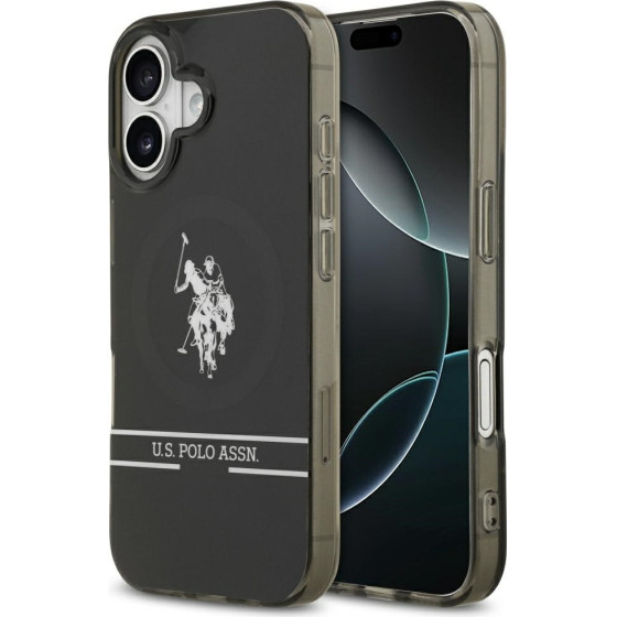 U.S. Polo Assn. Us Polo Dh And Bottom Stripe Logo Magsafe Case For Iphone 17 Black - (USHMP17SUNEK)