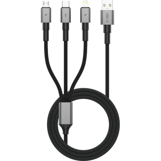 Tech-Protect Ultraboost Dna 3in1 USB-C / Micro-Usb / Lightning Cable 120 Cm - Gray - (28780-0)