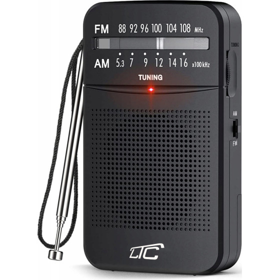 LTC Portable Pocket Radio LEGA, AM/FM, Mini jack, black