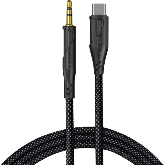 Lito - Audio Cable Adapter (LA02) - Type-C To Jack 3.5mm, Zero Signal Loss, Nylon-braided, 1m - Black