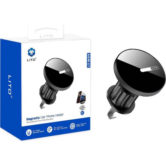 Lito - Car Holder - For Air Vent, With N52 Neodymium Magnet, 360� Rotation, 32mm Wide Tail Clip Hook - Black - (LT-W05)