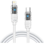 Lito - Data Cable Mechanical (LD05) - Type-C To Lightning, Fast Charging 27W, Transparent Head, Led - White