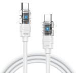Lito - Data Cable Mechanical (LD05) - Type-C To Type-C, Fast Charging 60W, Transparent Head, Led - White