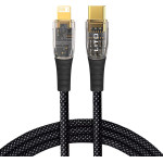 Lito - Data Cable Transparent (LD01) - Type-C To Lightning, Fast Charging 27W, Braided, Gold Plated Interface, 1.2m - Black