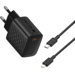 Lito - Wall Charger (LC17L) - With Lightning Cable Included, Type-C Output, PD30W, GaN, Pc Fireproof, Eu Plug - Black