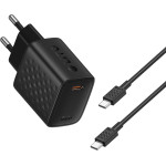 Lito - Wall Charger (LC17T) - With Type-C Cable Inluded, Type-C Output, PD30W, GaN, Pc Fireproof, Eu Plug - Black