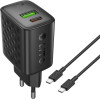 Lito - Wall Charger (LC19T) - With Type-C Cable Included, Type-C, Usb Output, PD30W, GaN, Pc Fireproof, Eu Plug - Black