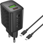 Lito - Wall Charger (LC19T) - With Type-C Cable Included, Type-C, Usb Output, PD30W, GaN, Pc Fireproof, Eu Plug - Black