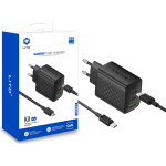 Lito - Wall Charger (LC25T) - With Type-C Cable Included, 2x Type-C, Usb Output, PD65W, GaN, Pc Fireproof, Eu Plug - Black