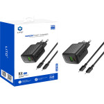 Lito - Wall Charger - With Type-C Cable Included, Type-C, Usb Output, PD20W, GaN, Pc Fireproof, Eu Plug - Black - (LC15T)
