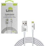 Lime Successories Lime Lightning To Usb 3A ��������-Data Durable Braided 1m LBUL01 WHITE