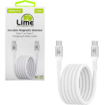 Lime Successories Lime USB-C Type C To USB-C Type C 4A ��������-Data Durable Magnetic Braided 1.2m LBMCC01 68W WHITE