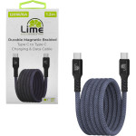 Lime Successories Lime USB-C Type C To USB-C Type C 6A ��������-Data Durable Magnetic Braided 1.2m LBMCC04 120W GREY